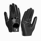 MGGMOKAY Herren Leder Autohandschuhe Touchscreen Lederhandschuhe Ungefüttert,Schwarz,XL