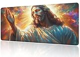 Pro Gamer Mauspad 600x300, XXL Gaming Mousepad Christus, Mauspad Groß Jesus mit Hochpräziser Gewebeoberfläche, Hervorragende Geschwindigkeit und Kontrolle für Esports und Professionelles Design M1-808