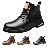 Herren Motorrad Stiefel Elegante Schnürstiefel Klassische Boots Biker Freizeitschuhe Wechselfußbett Stiefeletten Mid-Top Fashion Design Walking Ankle Boots Shoe for Men Botas Casuales Para Hombres
