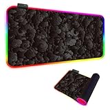 FANSU RGB Gaming Mauspad XXL, 3D-Wolken Extra Groß Multifunktionales Mousepad mit 14 Farben LED-Licht für Computer PC Laptop Tastatur Professionelle Gamer (Schwarz,600x300x4mm)