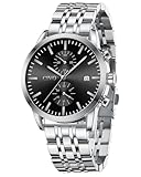 CIVO Herren Uhr Chronograph Wasserdicht: Kleid Uhren Herren mit Kalender Gold Silber - Edelstahl Armbanduhr Analog Groß Business Casual