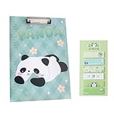 QOWIJEX 1 Stück Klemmbrett A4 mit Haftnotizen, Mode-Design Klemmmappe A4 Bürobedarf & Schreibwaren für Rechtsanwälte Schüler und Lehrer, Clipboard Standardgröße 32 x 22 CM,Panda