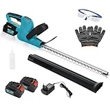 Outsunny Elektro-Heckenschere mit 2 Akkus 3 AH und Ladegerät 0,8A, Akku-Heckenschere mit Schnittlänge 51 cm, für Äste, Sträucher und Zweige, blau