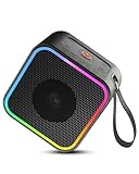 Bluetooth Lautsprecher, Tragbar Musikbox Bluetooth 5.3 Box mit 10 Stunden Spielzeit, Stereo Sound Bluetooth Speaker mit Bässen und Bunten Licht, USB C ladekabel, IPX6 Wasserdicht für Zuhause, Garten
