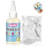 Allony Mosaikkleber, Mosaik Kleber, Mosaikkleber Transparent, Mosaiksteine zum Basteln, Mosaik Fugenmasse für Mosaik Steine/Keramik, Wird für Dekosteine, Heimwerkerarbeiten usw Verwendet, 100ml