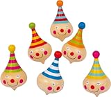 small foot Kreisel Clown im 6er Set, aus Massivholz mit farbenfrohem Clownsgesicht, Motorikspielzeug, 6138 Toys, 5 x 3,5 x 3,5 cm