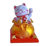 Glückskatzenstatue, niedliche, solarbetriebene Glückskatzenstatue, Katzenfiguren, Heimdekoration, Glückskatzen-Dekoration für Auto, Zimmer, Zuhause