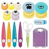 13 PCS Motivlocher set aus ABS, Papierstanzer mit Kleine Schere Motivstanzer Leicht und Tragbar, Stanzer Kinder Kreativ Interessant, Ausstanzer für DIY, Grußkarten, Briefumschläge, Tagebücher