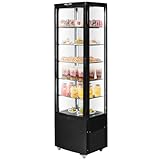 VEVOR Kühlvitrine Kühlschrankvitrine Gebäckvitrine Bäckereivitrine 278 L, 5-stufiger kommerzieller Kühlvitrinenschrank mit LED-Beleuchtung & TURBO-Kühlung & frostfreie Luftkühlung für Café