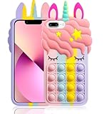 Aspack Pop Bubbles Schutzhülle für iPhone 6 Plus/7 Plus/8 Plus, niedliches Cartoon-Einhorn, Regenbogen-Pop, stoßfest, Silikon, weiche Handyhülle für Apple iPhone 6 Plus/7 Plus/8 Plus, 5,5 Zoll