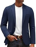 PJ PAUL JONES Herren Sakko Sportlich Modern Jersey Blazer Jackett Regular Fit 1 Knöpfe Anzugjacke Business Hochzeit, Marineblau, L