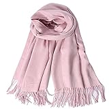 YELYAN Damen Kaschmir Schal Winter Feinstrick Halstücher Stolen Umschlagtücher Schal Warmes Halstuch pink