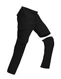 BondiTrekk Outdoor Wanderhose für Herren Zip-Off-Wanderhose-Abnehmbar-Trekkinghose, Atmungsaktiv Outdoorhose Arbeit Hosen Schnell Trockend Sommer Funktionshose Mit 6 Taschen Schwarz L
