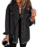 Roskiky Damen Jacke Herbst Leichte Jacke Damen Sommer Herbst Jacken Für Damen Damen Mantel Schwarze Jeansjacke Damen Oversize Jeansjacke Damen Schwarz XL