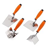 Mivos Kellen-Set 4-teilig - 2x Eckenkelle Rostfreie 80 x 60 mm - Stukateurkelle 120 x 128 mm - Trapezkelle 160 x 75 mm - Meurerkellen Set aus Edelstahl - Softgriff - Made in EU