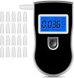 Alkoholtester mit Zwei Sensoren, Professioneller Promillemessgerät mit Digitaler LCD-Anzeige, Tragbarer Alkoholmessgerät für Den Persönlichen und Professionellen Gebrauc, mit 20 Mundstücke