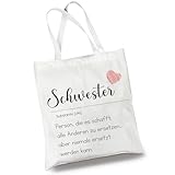 Happirra Baumwollbeutel Geschenke für Schwester zum Geburtstag Weihnachten, Schwester Geschenk, Stofftasche Geschenk für Schwestern, Weihnachtsgeschenke für Schwester