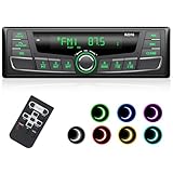 RDS Autoradio Bluetooth,Wistrue FM/AM/7 Farben Autoradio mit Bluetooth Freisprecheinrichtung, 1Din Autoradio mit USB/AUX/SD/MP3 Player Kompatibel mit iOS und Android(Mehrfarbig)