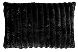 Quantum Interior by Maxland Wohn- Kuschelkissen, Fellkissen in Kord-Design, Dekokissen, superweiches Luxus Kissen, Sofakissen ca. 50x50 cm, Fellimitat (40x60 cm, Schwarz)