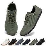 Geweo Barfußschuhe Herren Barfuß Sneaker Barfuss Schuhe Männer Barfussschuhe Sommer Barefoot Shoes Laufschuhe Turnschuhe Fitnessschuhe Grün 42