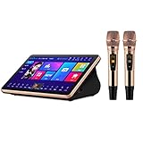 Karaoke-System mit 15,6 Zoll Touchscreen, kabelloses Mikrofon, Endstufe, AI Smart Voice Control, Desktop KTV Player