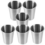 VINTORKY 6St kaffeekanne kaffeekännchen trinkglas cafepads saftglas wiederverwendbare Kaffeetasse Lagerfeuer Tasse aus Edelstahl aus Metall sus304 Silver