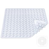 Duschmatte rutschfest,53x53cm,100% BPA frei,inkl 1 Abflusssieb Silikon,Antirutschmatte Dusche,maschinenwaschbar, schimmelresistent,hautsensitiv(Transparent)