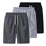 3er Pack Kurze Sporthose Herren Laufshorts Kurze Hosen mit Reißverschlusstaschen Sport-Shorts, Elastischer Taille mit Kordelzug, Schnell Trocknend Trainingshose für Gym Fitness Basketball Laufen