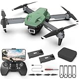 Wipkviey T28 FPV Drohne mit Kamera, Faltbare-Quadcopter für Anfänger, RC-Drohnen mit 3D-Flips/Höhenhaltung/Gesten-Selfie/Wegpunktflug für Erwachsene Kinder（Hellgrün）
