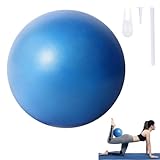 Keratobleem Kleiner Pilates Ball, Gymnastikball Klein,25 cm Rutschfester Fitnessball,mit aufblasbarem Strohhalm,Weicher Yoga Ball für Bauch und Schultertraining Balance Sport Pilates-Blau
