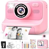 Subtail Sofortbildkamera Kinder - 1080P Kinderkamera Sofortbildkamera - Selfie Digitalkamera Kinder mit 32GB - Geburtstagsgeschenk Spielzeug ab 3 4 5 6 8 7 9 10 11 Jahre Mädchen Jungen - Rosa