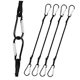 Anneome 4 Stück Wohnmobil-Zurrgurt gepäckgurte gummiseil Schwerlast Bungee Schnur mit Haken Zeltschnüre gummispanner Befestigungsgurte für Zelte Bindegürtel Schnalle aus Aluminium Black