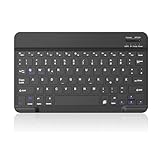 COEZFE Bluetooth-Tastatur (Deutschem Layout QWERTZ), Ultraflache kabellose Tastatur mit integriertem Akku für Tablets & Andere iOS Android Windows Geräte, Schwarz