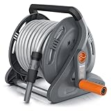 Brandson - Schlauchtrommel 20m Schlauch – Gartenschlauch Trommel Set 1/2 Zoll inkl. Anschluss 3/4 Zoll - 2 m Zuleitung – Schlauchbox mit Wandhalterung - Drehkurbel- Reinigungsspritze