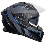 Rallox Helmets Integralhelm 510-3 schwarz/blau RALLOX Motorrad Roller Sturz Helm (XS, S, M, L, XL) Größe XL