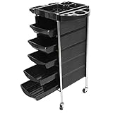 Xiuganpo Friseurwagen-Organizer mit 5 Ablagen, Vielseitiger Multifunktionaler Schönheitssalon-Aufbewahrungswagen für Zuhause, Friseursalon oder Spa, Langlebiges Edelstahlmaterial