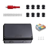 txuzong Aufputz Abzweigdose IP65, 200x100x70 mm - Elektro Installationsdose Schwarz mit Klemmenblock - Für Keller, Garage, Werkstatt & Außenbereich - Ø 12-16 mm