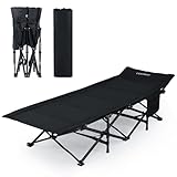 COSTWAY Feldbett klappbar, Campingbett mit bequemer Baumwollfüllung, Klappbett mit Seitentasche, Gästebett bis 180 kg belastbar, Campingliege für Outdoor und Indoor