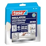 tesa INSULATION Dichtungsband Premium - Selbstklebende Silikondichtung zum Isolieren von Spalten an Fenstern und Türen - Weiß - 6 m x 9 mm x 7 mm