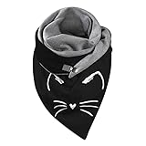 Minying Schal, Dreieck, Damen, Schal, Schal, Damen, schick, Cheche Shawl, personalisierbar, mit Knopf, Schal, bedruckt, Katze, Multi-233, One size