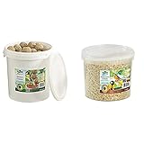 Dehner Natura Wildvogelfutter, Meisenknödel, ohne Netz, 100 Stück (10 kg) & Natura Wildvogelfutter, halbe/ganze Erdnüsse, 5 l (3.4 kg)