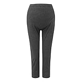 Umstandsleggings für Damen, butterfarben, hohe Taille, legere Taschen, lockere Hose, hohe Umstandskleidung, dunkelgrau, M