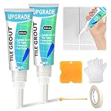 Kitt für Fliesen, 2er Pack Fugenstift mit Werkzeug für Bad und Küche, Fugenmörtel und Fugenmasse für Fliesenfugen, Waschbecken, Wanne, WC, schnelltrocknend & wasserdicht (Weiß)