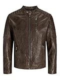 JACK&JONES Herren JJERICHARD Leather Jacket NOOS Lederjacke, Brown Stone, XL