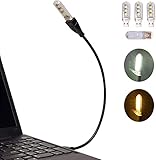EBYPHAN Mini LED USB Lampe, Flexible Tastaturlicht für Laptop PC Computer, Einstellbar Schwanenhals + Abnehmbarer Lampenschirm, 4 Gemischte LED USB Licht (2 Weiß + 2 Warmes Gelb) (Schwarz)