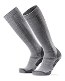 DANISH ENDURANCE Kniehohe Merinowolle Wandersocken, Lange Outdoor & Trekkingsocken, Kniestrümpfe, Thermosocken, Gepolstert & Anti-Blasen, für Damen & Herren, Grau, 43-47