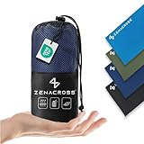 Zenacross - Hüttenschlafsack Baumwolle - Hüttenschlafsack Ultraleicht - Schlafsack Kleines Packmaß Inlett mit Kissenfach - Kompakt & Klein - Marineblau