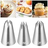 3 Stück Nahtlose Spritztüllen Set,Ymapinc Profi Edelstahl Spritzbeutel Tüllen Set Spritztüllen mit Tüllen Garnierspritze für Backen Kuchen