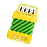 EHJRE Pianoakkordeon mit 10 Tasten Und 8 Bässen, Akkordeonspielzeug für Kinder, Leichtes, Einfach zu Spielendes Musikinstrument, Kinderspielset für Jungen U, Gelb