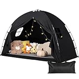 Doppelstockbett Baldachin für Kinder – Starlight Spielzelt, dunkler Komfort Schlaf Verdunkelung Baldachin für Mädchen und Jungen, tragbares faltbares Innenbett, Fort Zelt, Spielhaus, Geschenk (schwarz